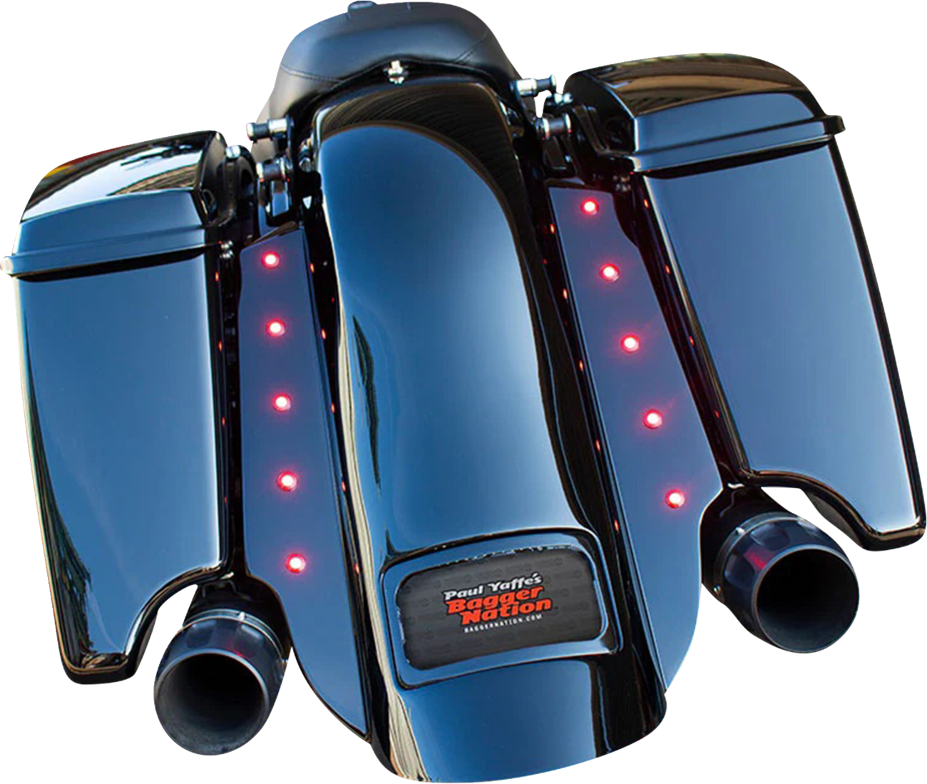 PAUL YAFFE BAGGER NATION Swoop Rear Fender - With Side Covers - Black Plate Frame - Lightning Bolts - HD Touring PYO:KIT-3PC-DO-STD-B