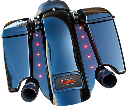 PAUL YAFFE BAGGER NATION Swoop Rear Fender - With Side Covers - Black Plate Frame - Lightning Bolts - HD Touring PYO:KIT-3PC-DO-STD-B