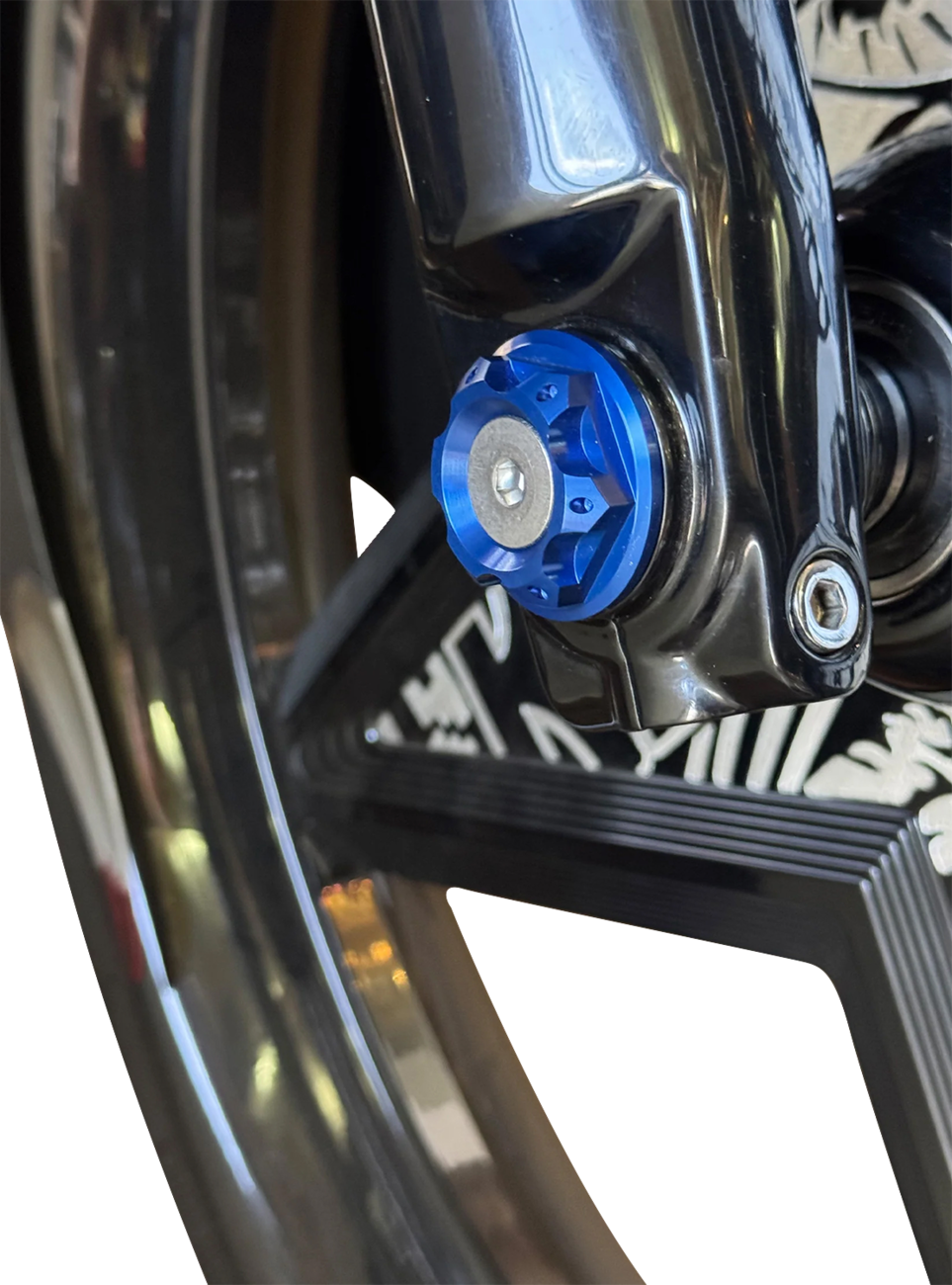 PAUL YAFFE BAGGER NATION Y-Axle with Turret Style Axle Cover Kit - Custom - Front - Blue - 1" PYO:YAXLE-07-HT-BE