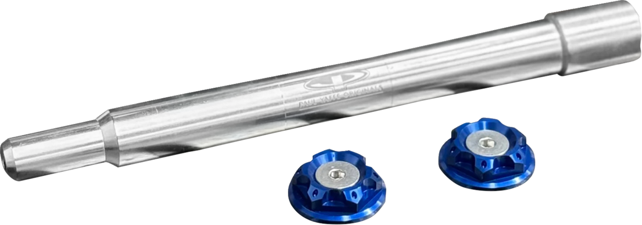 PAUL YAFFE BAGGER NATION Y-Axle with Turret Style Axle Cover Kit - Custom - Front - Blue - 25 mm PYO:YAXLE-08-HT-BE