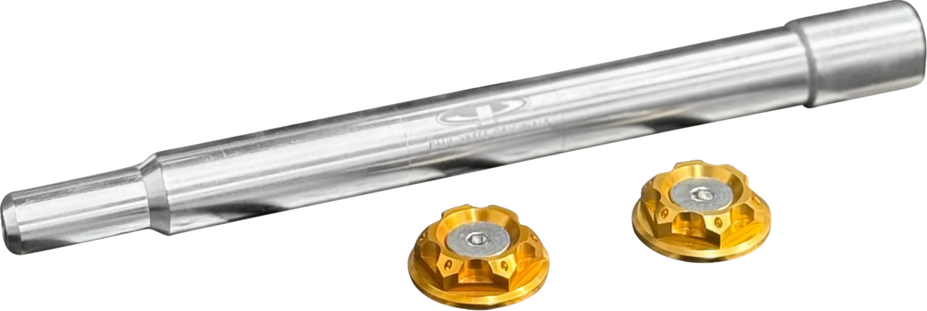 PAUL YAFFE BAGGER NATION Y-Axle with Turret Style Axle Cover Kit - Custom - Front - Gold - 25 mm PYO:YAXLE-08-HT-GD