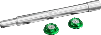 PAUL YAFFE BAGGER NATION Y-Axle with Turret Style Axle Cover Kit - Custom - Front - Green - 25 mm PYO:YAXLE-08-HT-GN