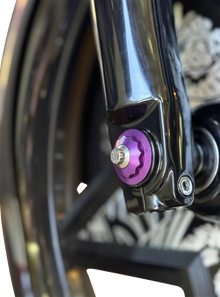 PAUL YAFFE BAGGER NATION Y-Axle with 12 Point Style Axle Cover Kit - Custom - Front - Purple - 25 mm PYO:YAXLE-08-TP-PR