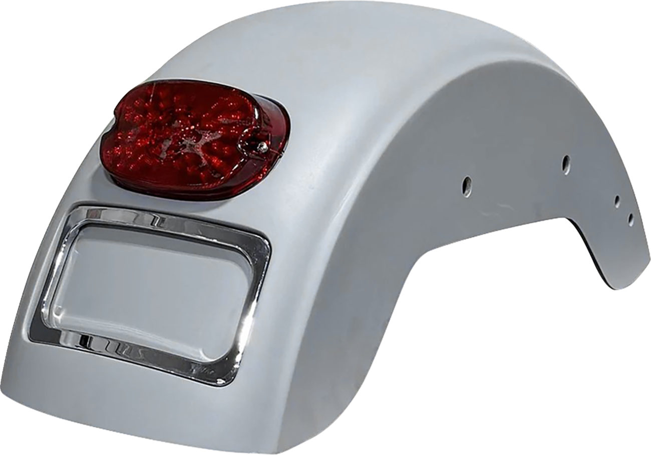 PAUL YAFFE BAGGER NATION French Fix Rear Fender - Chrome Plate Frame - Red Tail Light - HD Softail PYO:FF-C-R