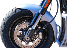 PAUL YAFFE BAGGER NATION Cafe Front Fender - 19" Wheel - Black Inverted Fork Adapter - HD Softail '18-'26 PYO:CAFE-19-18FB-B-C