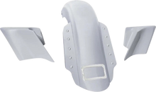 PAUL YAFFE BAGGER NATION Swoop Rear Fender - With Side Covers - Chrome Plate Frame - Lightning Bolts - HD Touring PYO:KIT-3PC-DO-STD-C