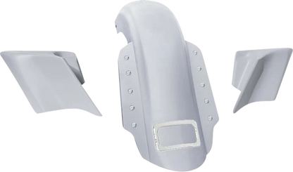 PAUL YAFFE BAGGER NATION Swoop Rear Fender - With Side Covers - Chrome Plate Frame - Lightning Bolts - HD Touring PYO:KIT-3PC-DO-STD-C