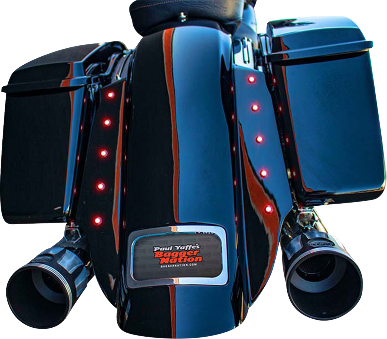 PAUL YAFFE BAGGER NATION Swoop Rear Fender - With Side Covers - Chrome Plate Frame - Lightning Bolts - HD Touring PYO:KIT-3PC-DO-STD-C