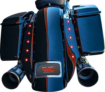 PAUL YAFFE BAGGER NATION Swoop Rear Fender - With Side Covers - Chrome Plate Frame - Lightning Bolts - HD Touring PYO:KIT-3PC-DO-STD-C