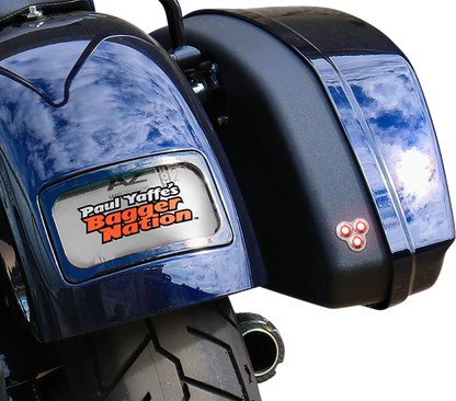 PAUL YAFFE BAGGER NATION Tri-Pod Taillight - Lightning Bolts - Triangle - Chrome PYO:TPLK-T-C