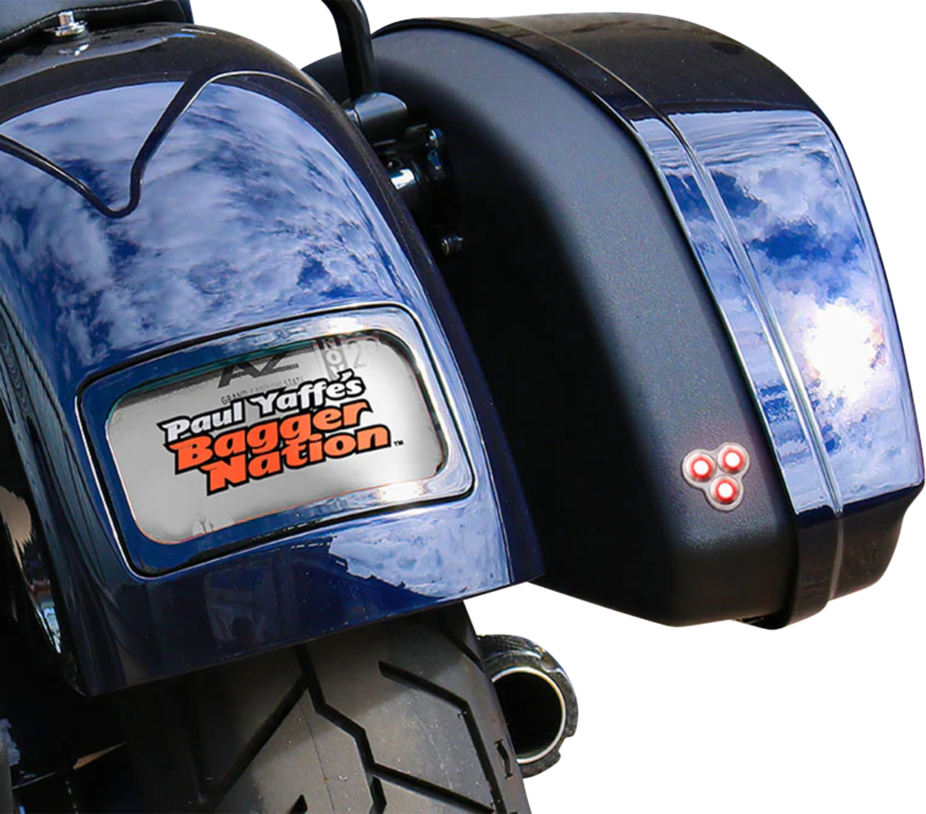 PAUL YAFFE BAGGER NATION Tri-Pod Taillight - Lightning Bolts - Triangle - Satin PYO:TPLK-T-S