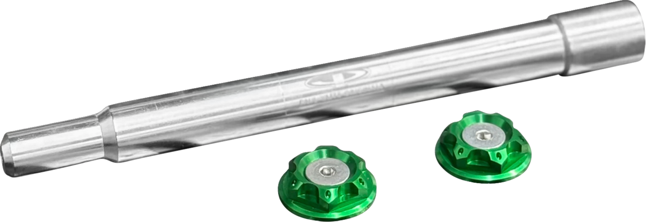 PAUL YAFFE BAGGER NATION Y-Axle with Turret Style Axle Cover Kit - Custom - Front - Green - 1" PYO:YAXLE-07-HT-GN