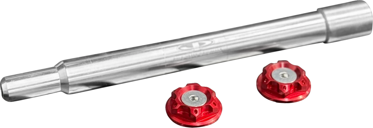 PAUL YAFFE BAGGER NATION Y-Axle with Turret Style Axle Cover Kit - Custom - Front - Red - 25 mm PYO:YAXLE-08-HT-RD