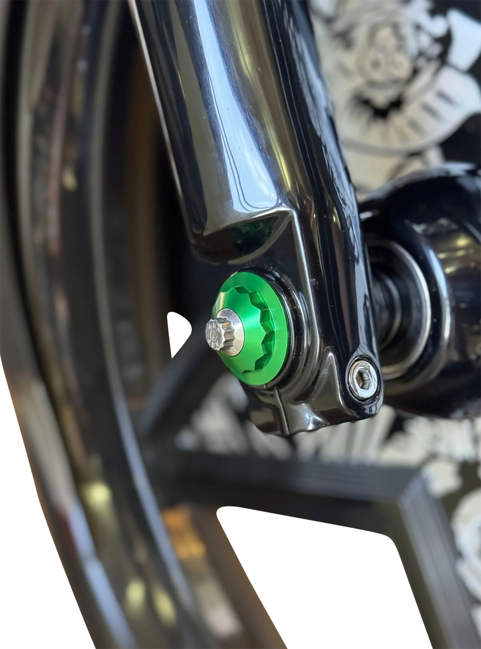 PAUL YAFFE BAGGER NATION Y-Axle with 12 Point Style Axle Cover Kit - Custom - Front - Green - 1" PYO:YAXLE-07-TP-GN
