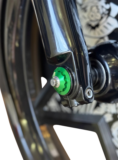 PAUL YAFFE BAGGER NATION Y-Axle with 12 Point Style Axle Cover Kit - Custom - Front - Green - 1" PYO:YAXLE-07-TP-GN
