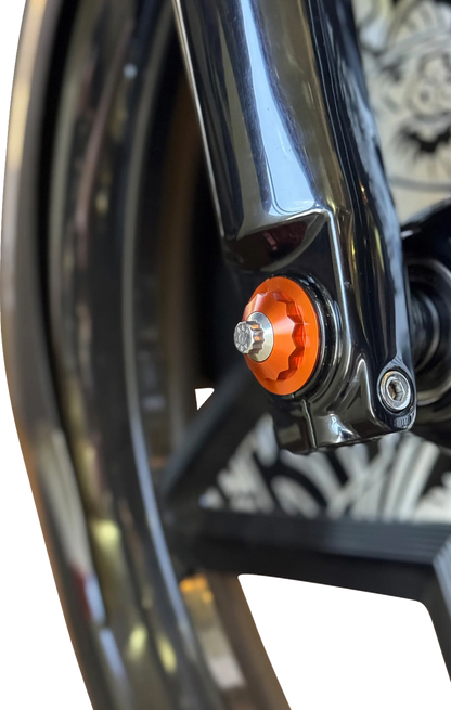 PAUL YAFFE BAGGER NATION Y-Axle with 12 Point Style Axle Cover Kit - Custom - Front - Orange - 1" PYO:YAXLE-07-TP-OR