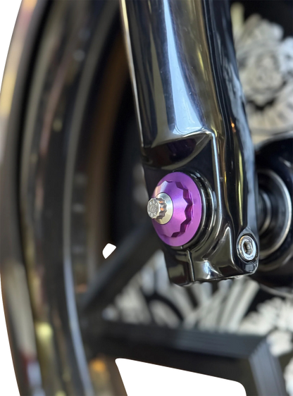 PAUL YAFFE BAGGER NATION Y-Axle with 12 Point Style Axle Cover Kit - Custom - Front - Purple - 1" PYO:YAXLE-07-TP-PR