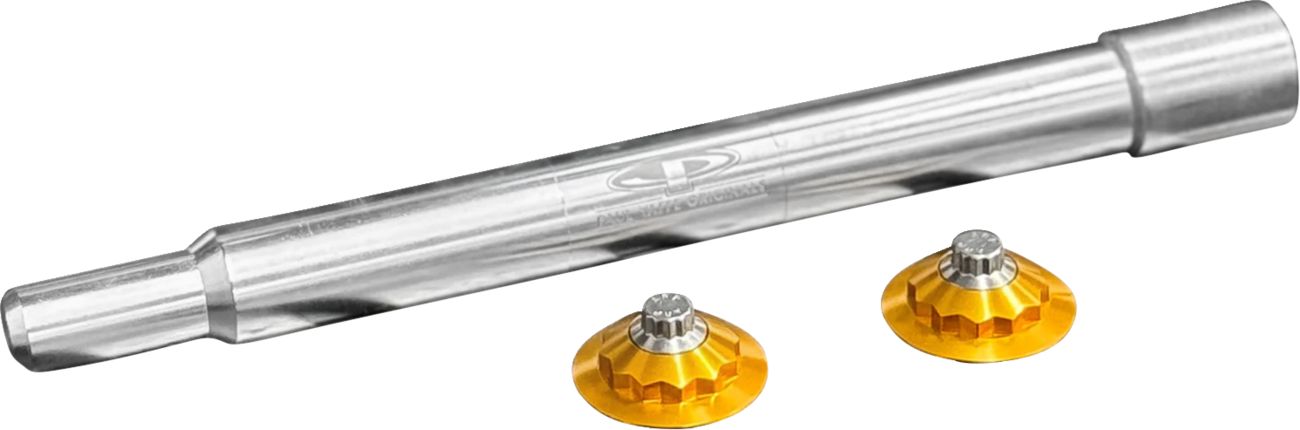 PAUL YAFFE BAGGER NATION Y-Axle with 12 Point Style Axle Cover Kit - Custom - Front - Gold - 25 mm PYO:YAXLE-08-TP-GD