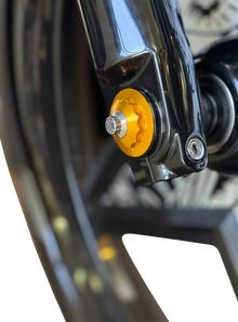 PAUL YAFFE BAGGER NATION Y-Axle with 12 Point Style Axle Cover Kit - Custom - Front - Gold - 25 mm PYO:YAXLE-08-TP-GD