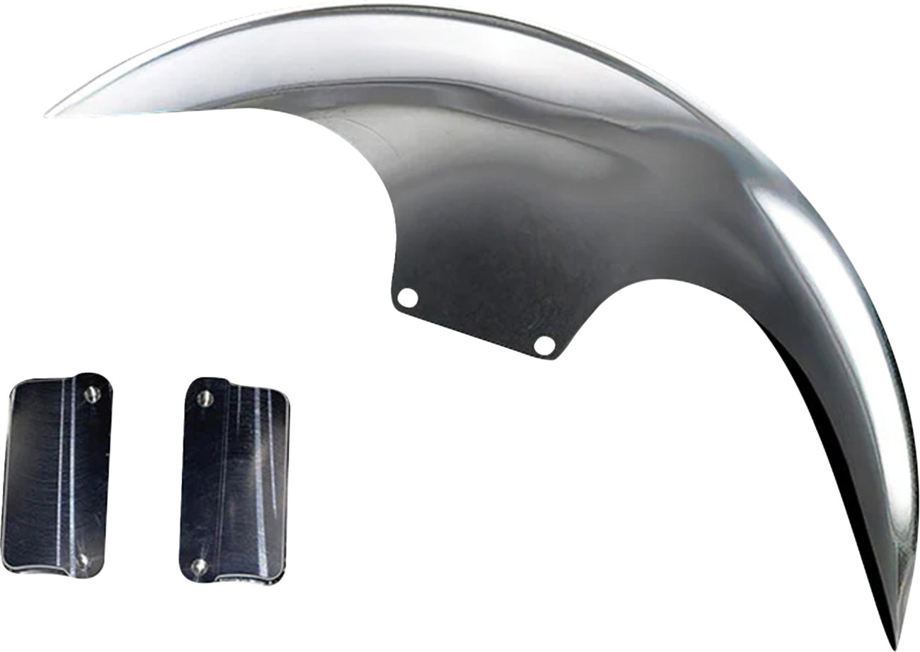 PAUL YAFFE BAGGER NATION Cafe Front Fender - OEM 19" Wheel - With Satin Finish Fork Adapters - HD PYO:CAFE-OEM-M8ST-S