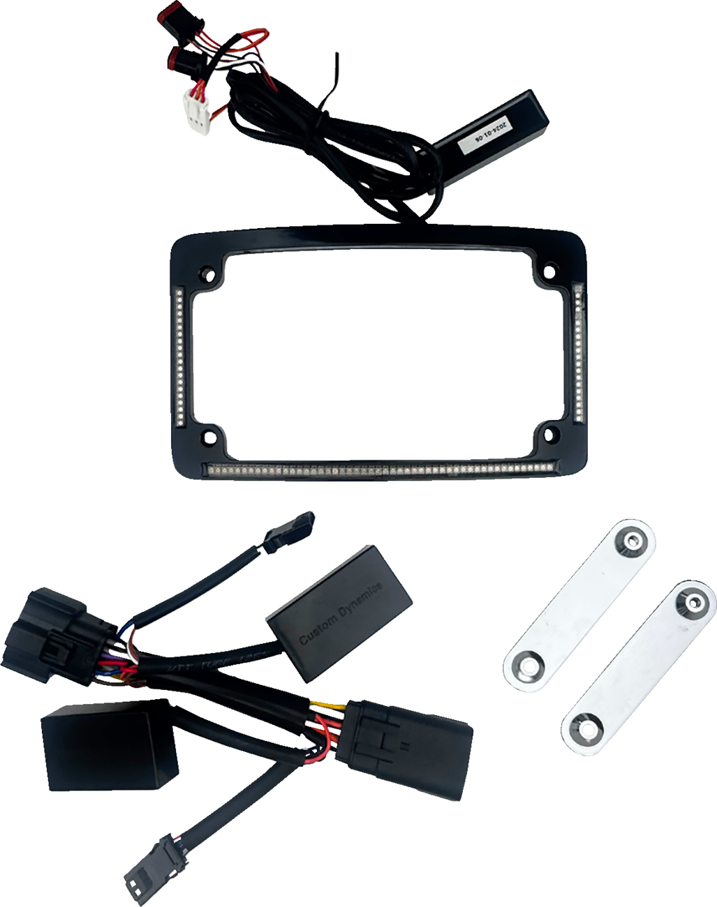 CUSTOM DYNAMICS License Plate Frame - All-In-One Auxiliary - LED - Black TF05-2026-B
