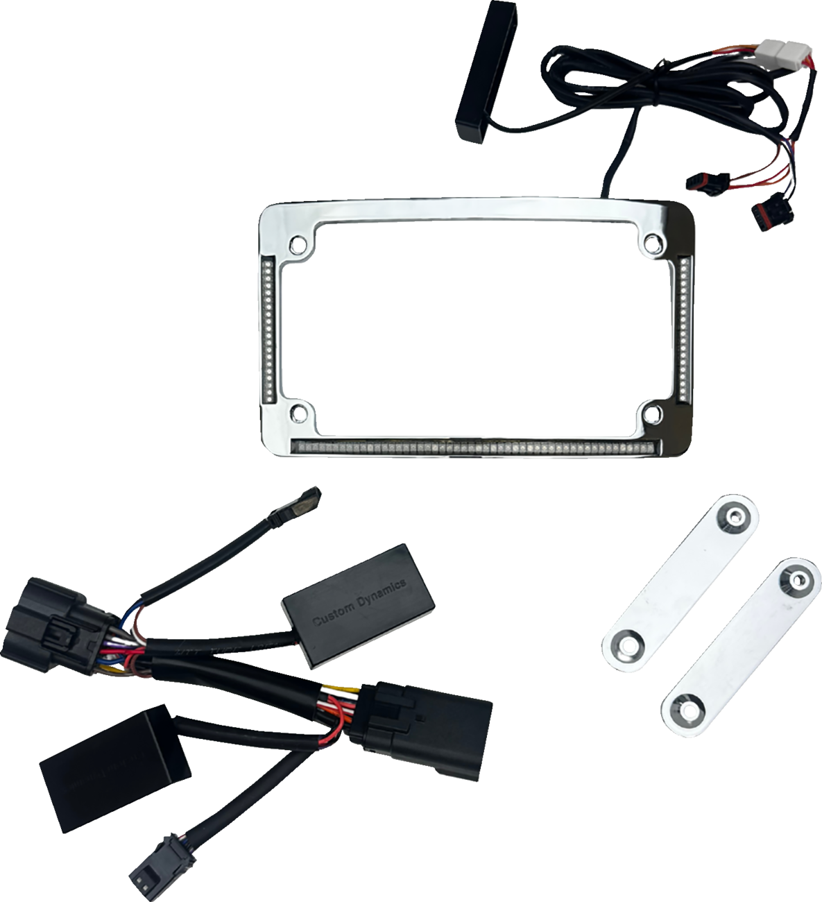 CUSTOM DYNAMICS License Plate Frame - All-In-One Auxiliary - LED - Chrome TF05-2026-C