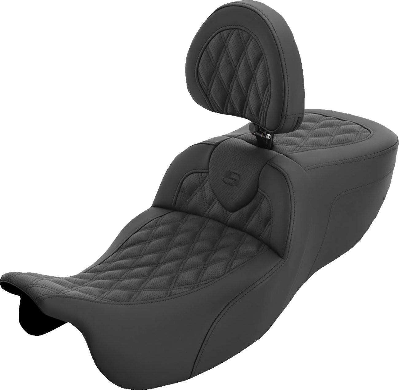 SADDLEMEN Roadsofa™ Extended Reach Seat - with Backrest - Lattice Stitch - FLRT/FLTRT '15-'25 815-07-184BR