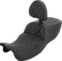 SADDLEMEN Roadsofa™ Extended Reach Seat - with Backrest - Lattice Stitch - FLRT/FLTRT '15-'25 815-07-184BR
