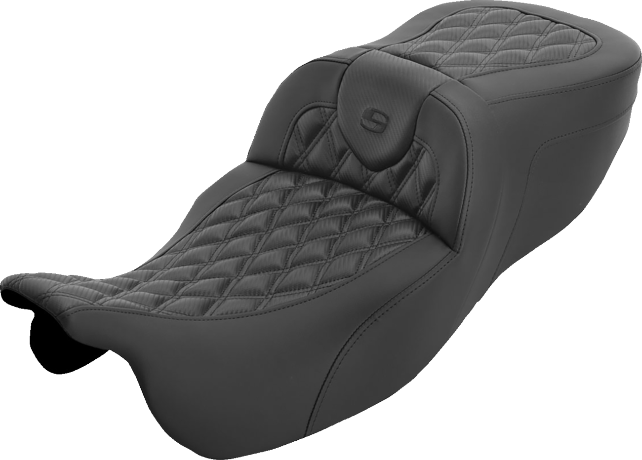 SADDLEMEN Roadsofa™ Extended Reach Seat - without Backrest - Carbon Fiber Lattice Stitch - FLRT/FLTRT '15-'25 815-07-20700