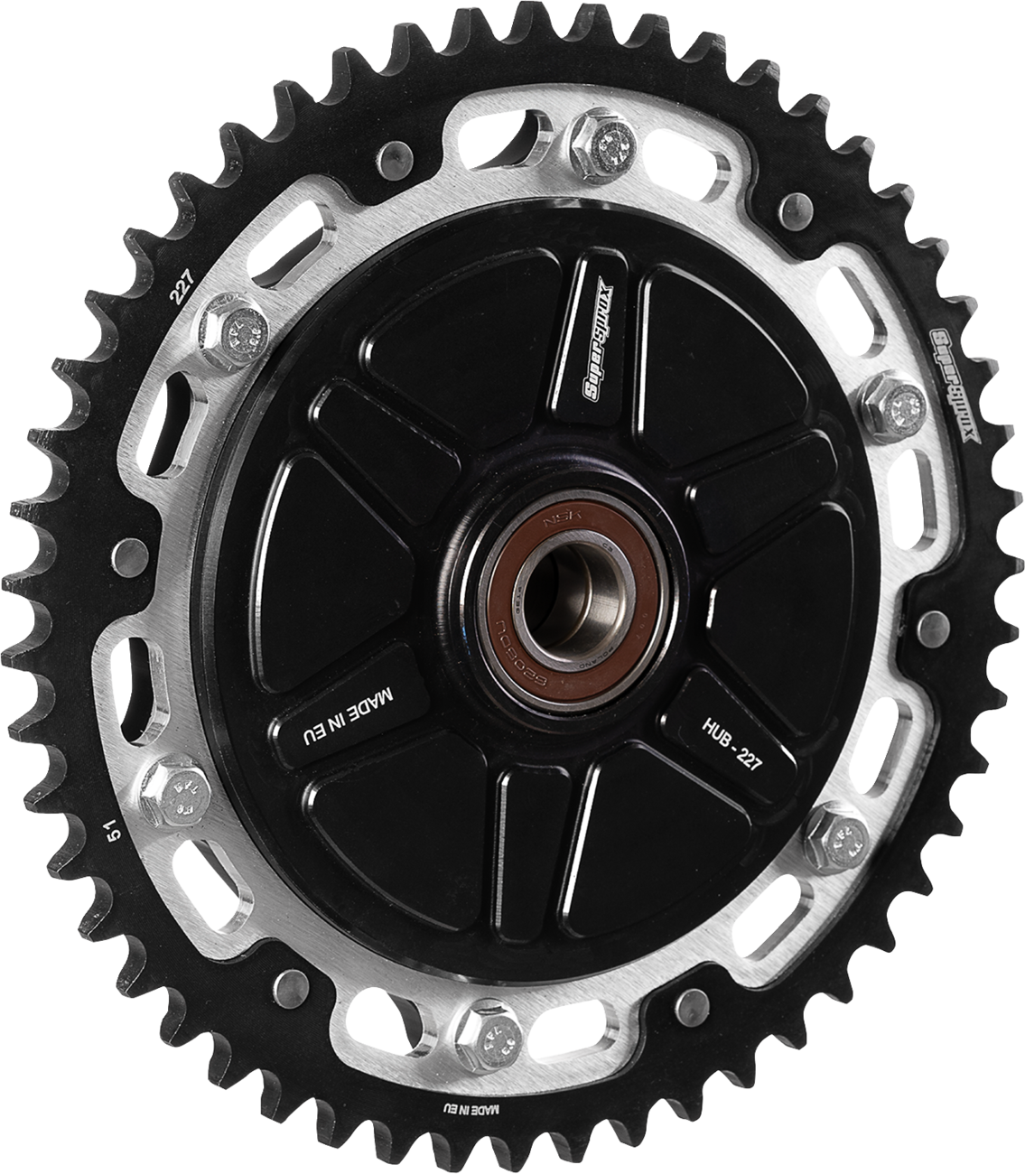 SUPERSPROX Stealth Rear Sprocket - With Cush Hub - 51 Tooth - Black/Silver - FLH/FLT RST-227:51-SLV