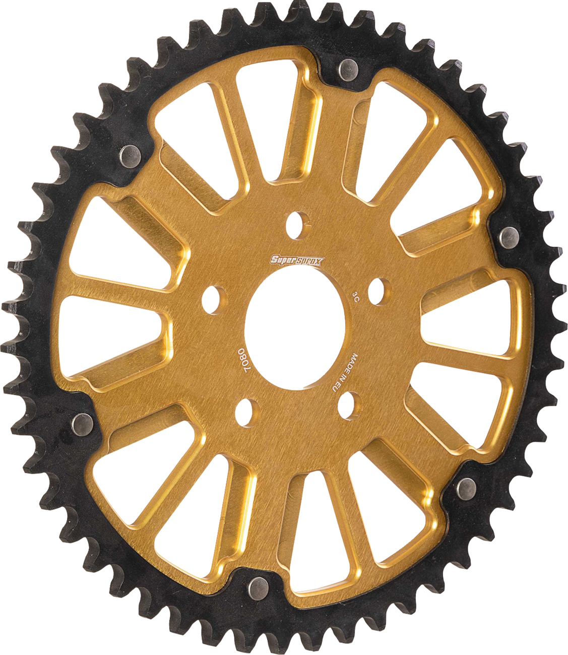 SUPERSPROX Stealth Rear Sprocket - 53 Tooth - Black/Gold - Big Twin/Sportster RST-7080:53-GLD