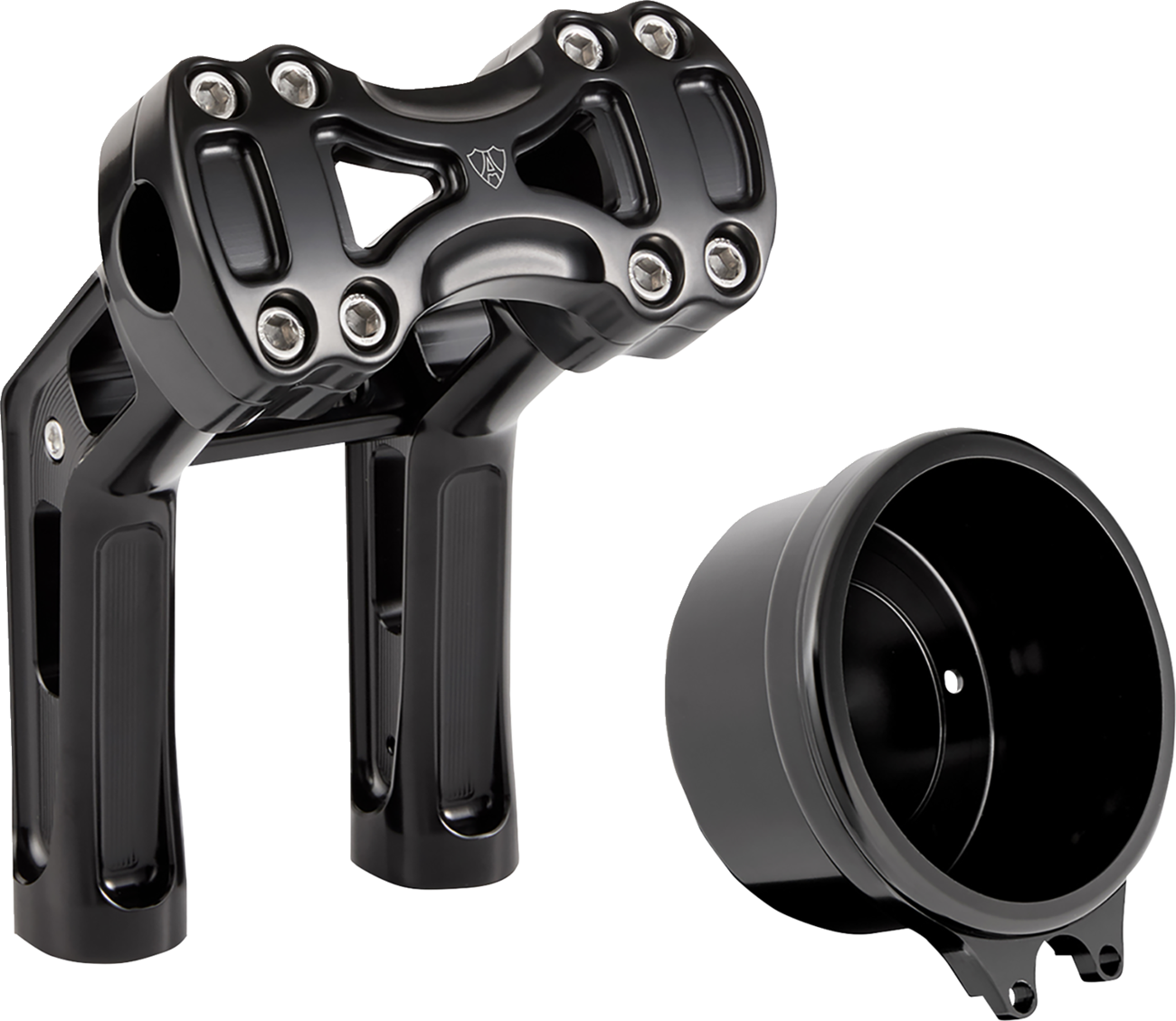 ARLEN NESS Wayback Risers - 7" - Softail - 4" Round Gauge - Black 520-074