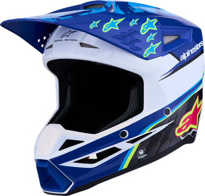 ALPINESTARS Youth SM3 Helmet - Falcon - Blue/White/Black/Pink Fluo - Large 8301327-7347- YL