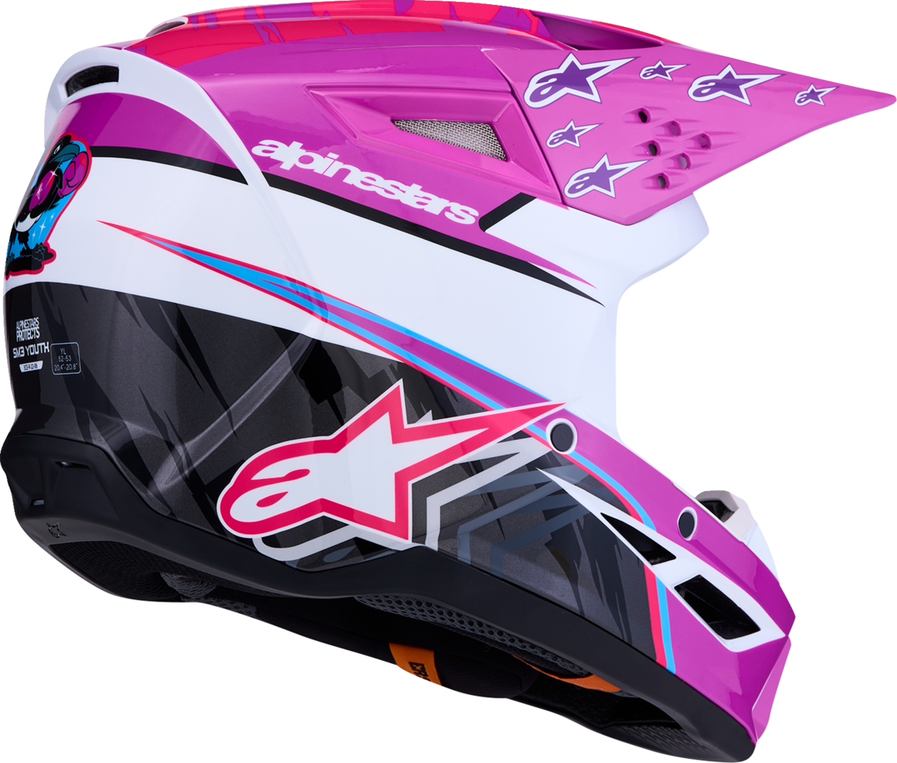 ALPINESTARS Youth SM3 Helmet - Falcon - Purple/White/Black/Pink Fluo - Medium 8301327-3222- YM