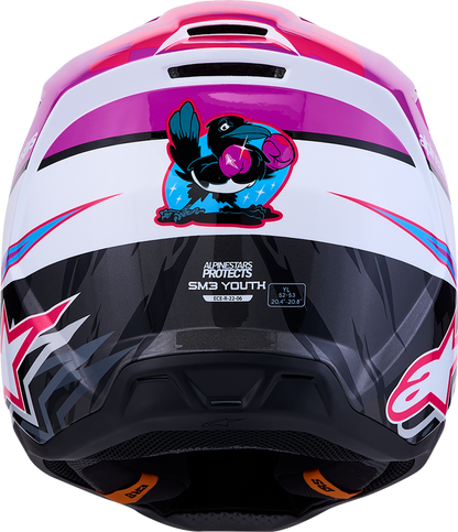 ALPINESTARS Youth SM3 Helmet - Falcon - Purple/White/Black/Pink Fluo - Medium 8301327-3222- YM