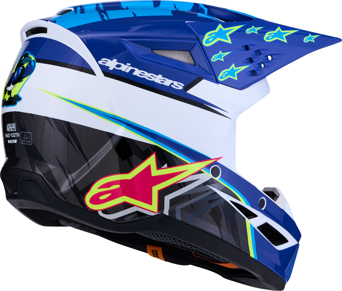 ALPINESTARS Youth SM3 Helmet - Falcon - Blue/White/Black/Pink Fluo - Large 8301327-7347- YL