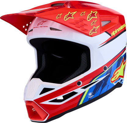 ALPINESTARS SM3 Helmet - Falcon - Red Fluo/White/Blue/Yellow Fluo - Large 8300927-3206-L