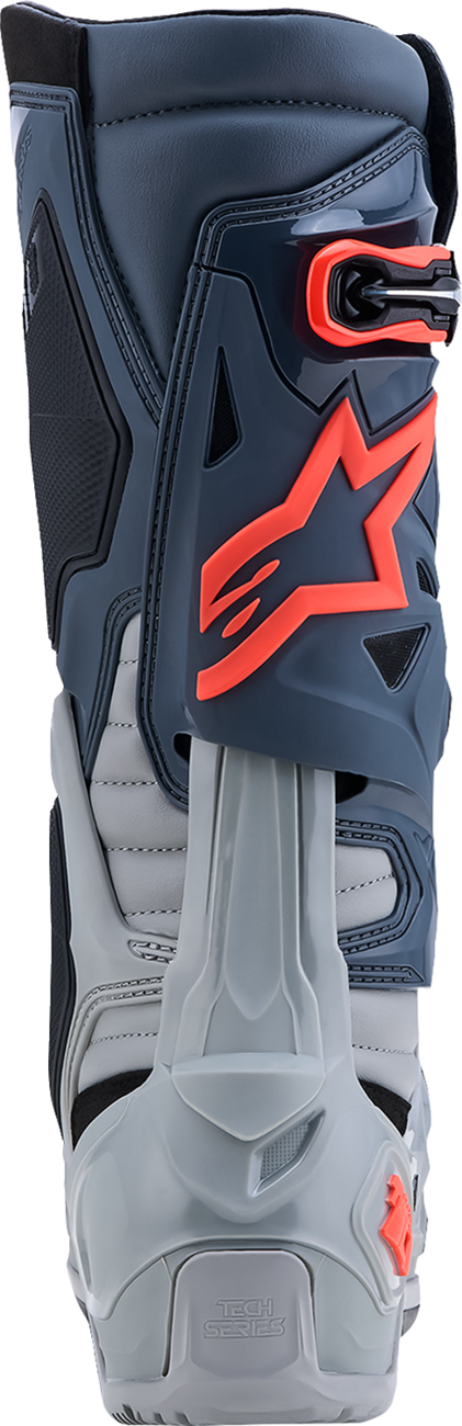 ALPINESTARS Tech 10 Enduro Boots - Medium Gray/Dark Gray/Fluorescent Red - US 7 / EU 40.5 2010025-9338-7