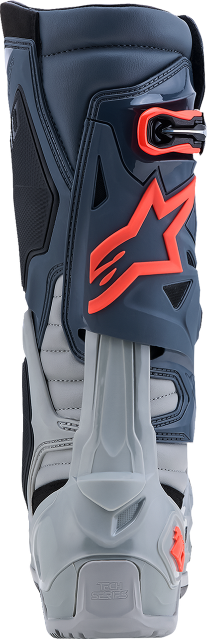 ALPINESTARS Tech 10 Enduro Boots - Medium Gray/Dark Gray/Fluorescent Red - US 7 / EU 40.5 2010025-9338-7