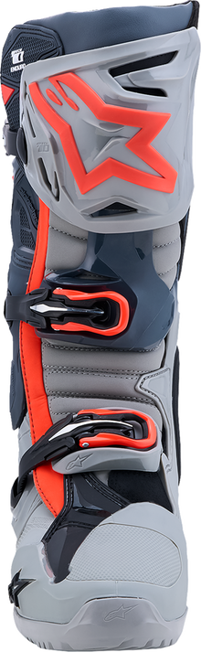 ALPINESTARS Tech 10 Enduro Boots - Medium Gray/Dark Gray/Fluorescent Red - US 11 / EU 45.5 2010025-9338-11