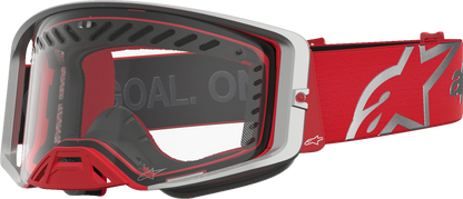 ALPINESTARS GOGGLES Supertech Goggle - Dura Air Fluid - Red/Silver - Clear Lens 5100127-3246