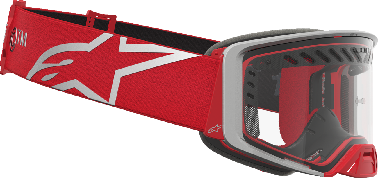 ALPINESTARS GOGGLES Supertech Goggle - Dura Air Fluid - Red/Silver - Clear Lens 5100127-3246