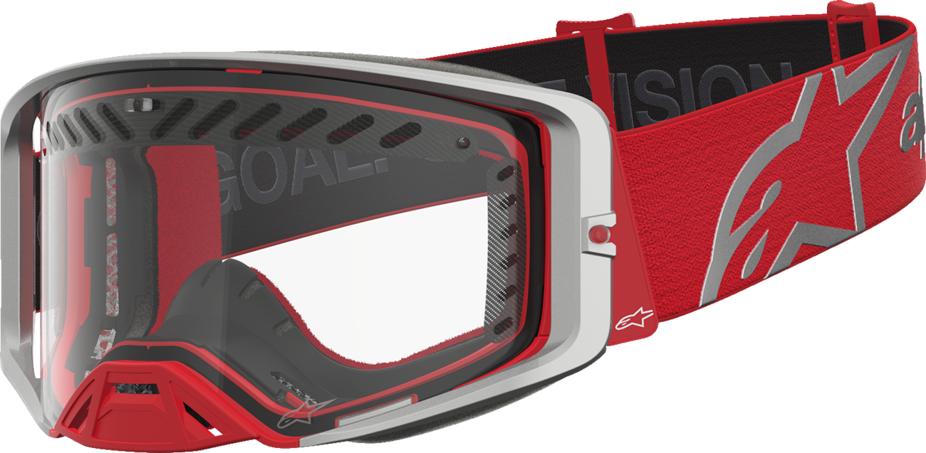 ALPINESTARS GOGGLES Supertech Goggle - Dura Air Fluid - Red/Silver - Clear Lens 5100127-3246