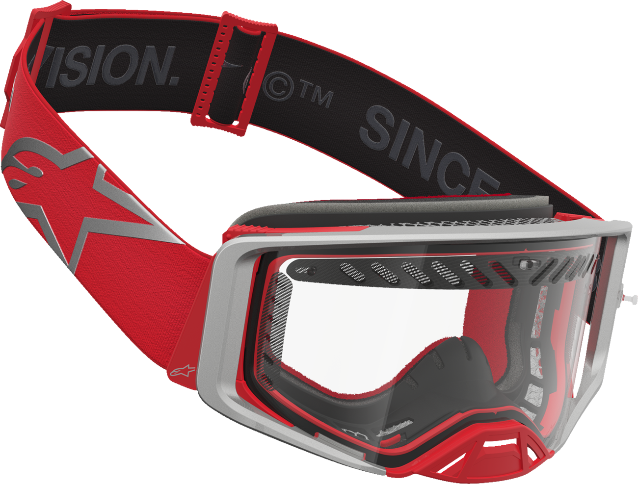 ALPINESTARS GOGGLES Supertech Goggle - Dura Air Fluid - Red/Silver - Clear Lens 5100127-3246