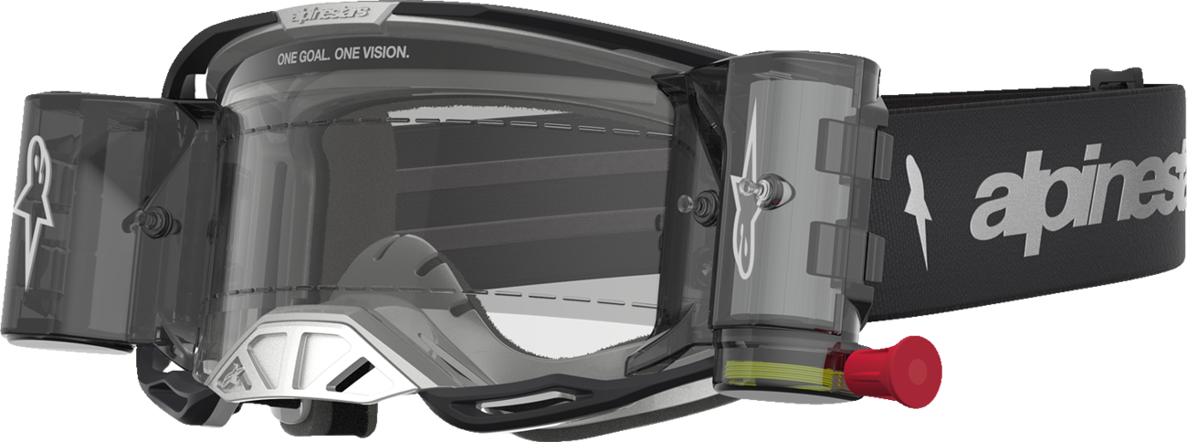 ALPINESTARS GOGGLES Vision 8 Goggle - Amber - Roll-Off - Black/Silver - Clear Lens 5103327-1742