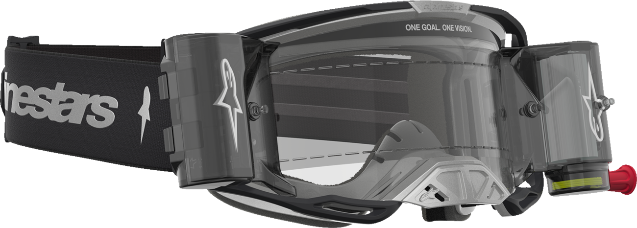 ALPINESTARS GOGGLES Vision 8 Goggle - Amber - Roll-Off - Black/Silver - Clear Lens 5103327-1742
