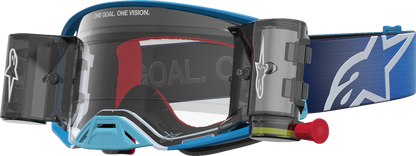 ALPINESTARS GOGGLES Supertech Goggle - Firma - Roll-Off - Blue/Silver - Clear Lens 5100227-7368