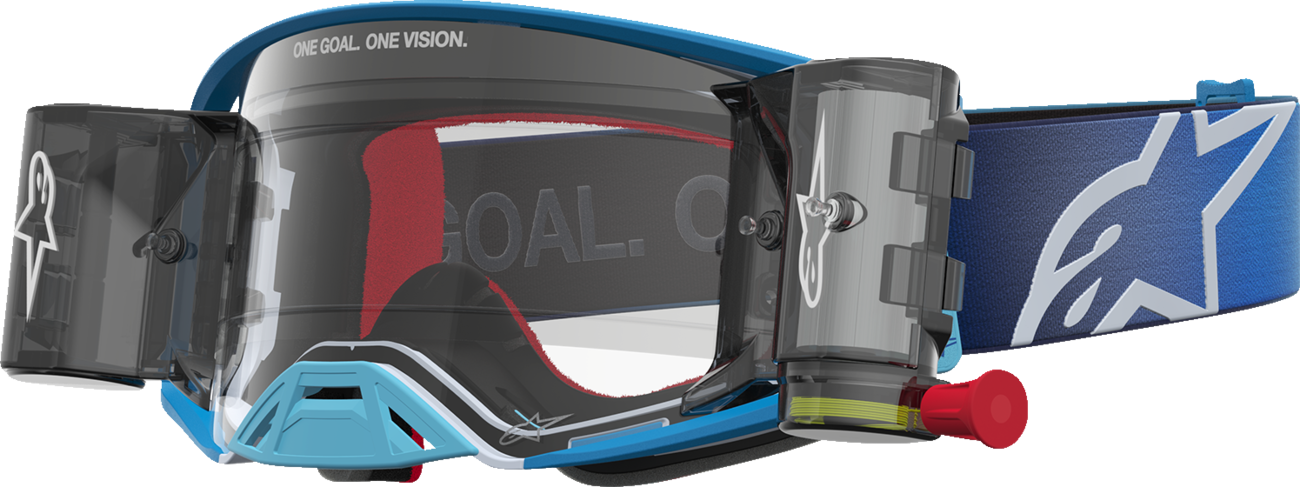 ALPINESTARS GOGGLES Supertech Goggle - Firma - Roll-Off - Blue/Silver - Clear Lens 5100227-7368