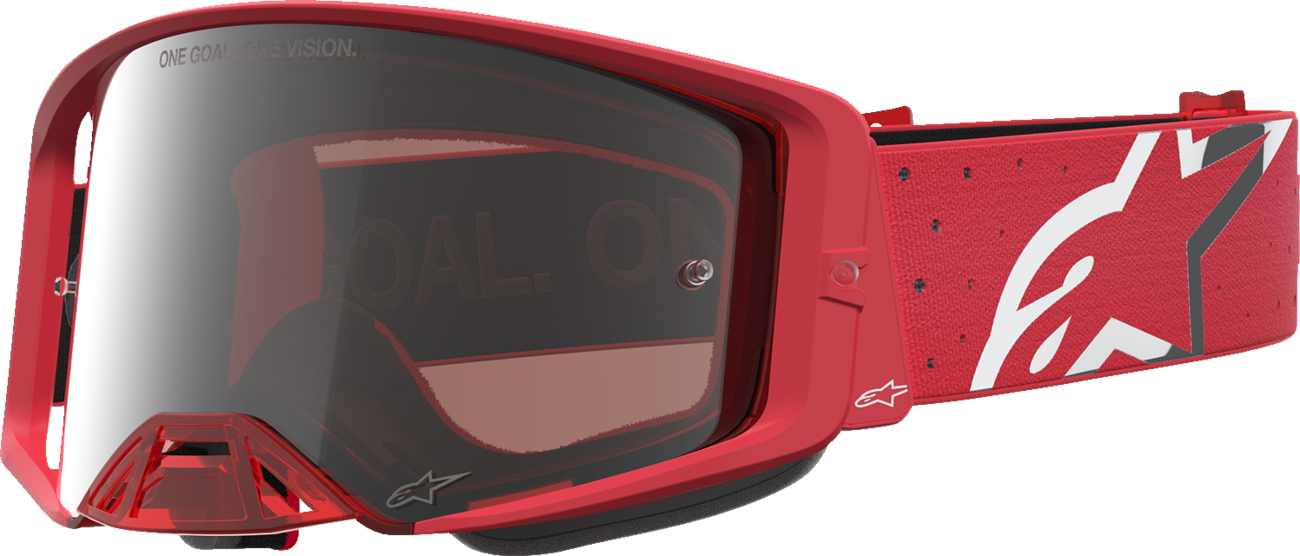 ALPINESTARS GOGGLES Supertech Goggle - Vesta - Fluo Red/Chrome - Silver Mirror Lens 5100727-3231