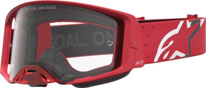 ALPINESTARS GOGGLES Supertech Goggle - Vesta - Chrome/Red - Clear Lens 5100827-3238
